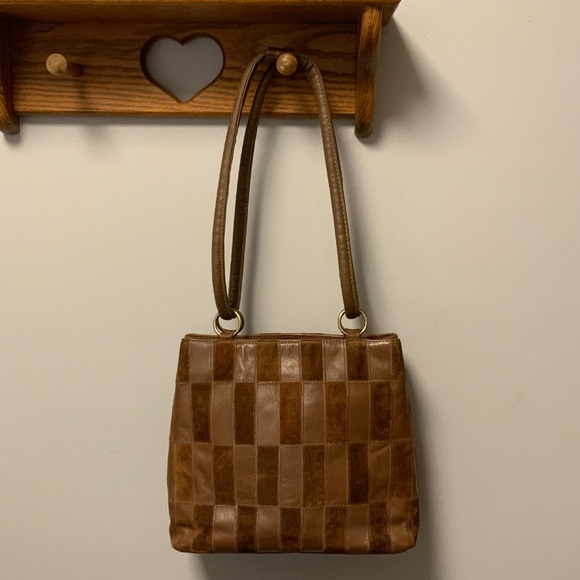 Vintage Judi Simon USA Leather & Suede Patchwork Handbag - Picture 2 of 16
